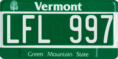 VT license plate LFL997