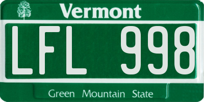 VT license plate LFL998