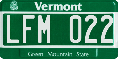 VT license plate LFM022