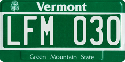 VT license plate LFM030