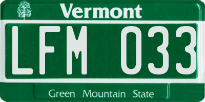 VT license plate LFM033