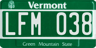 VT license plate LFM038