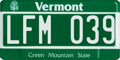 VT license plate LFM039