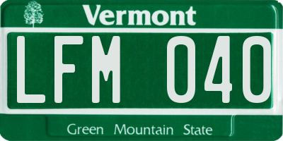 VT license plate LFM040