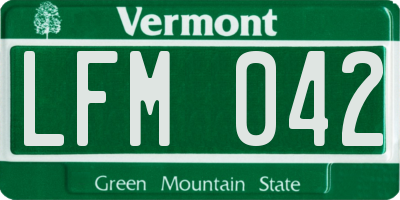 VT license plate LFM042