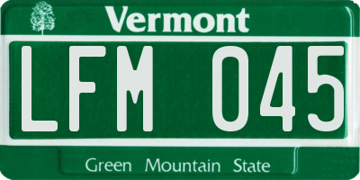 VT license plate LFM045