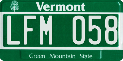 VT license plate LFM058