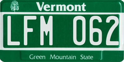 VT license plate LFM062