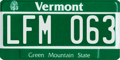 VT license plate LFM063