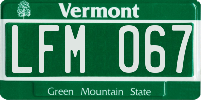 VT license plate LFM067