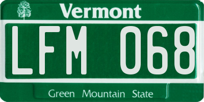 VT license plate LFM068