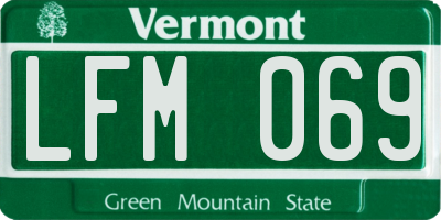 VT license plate LFM069