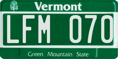 VT license plate LFM070