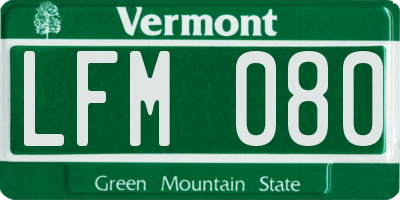 VT license plate LFM080