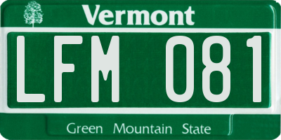 VT license plate LFM081