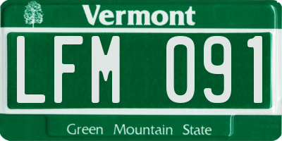 VT license plate LFM091