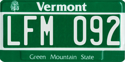 VT license plate LFM092