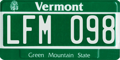 VT license plate LFM098