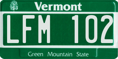 VT license plate LFM102