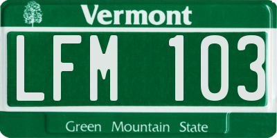 VT license plate LFM103