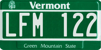 VT license plate LFM122