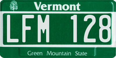 VT license plate LFM128