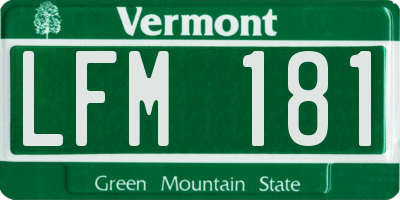 VT license plate LFM181