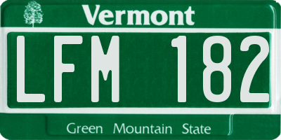 VT license plate LFM182