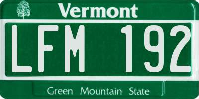VT license plate LFM192