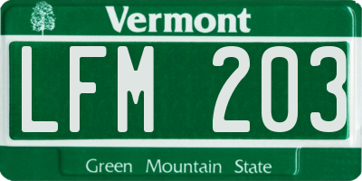 VT license plate LFM203