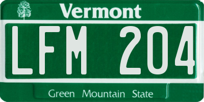 VT license plate LFM204