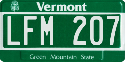 VT license plate LFM207