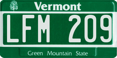 VT license plate LFM209