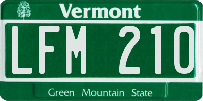 VT license plate LFM210