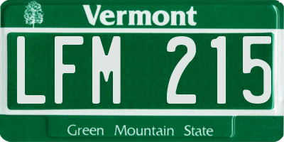 VT license plate LFM215