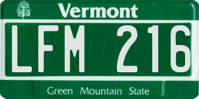 VT license plate LFM216