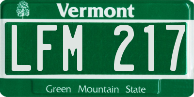 VT license plate LFM217