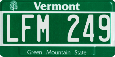 VT license plate LFM249