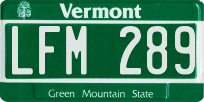 VT license plate LFM289