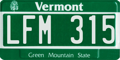 VT license plate LFM315