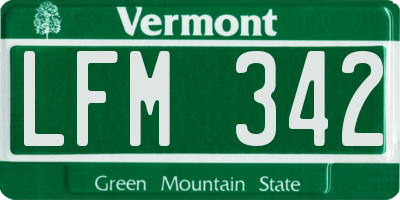 VT license plate LFM342