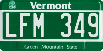 VT license plate LFM349