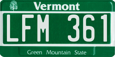 VT license plate LFM361