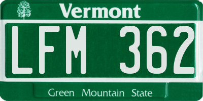 VT license plate LFM362