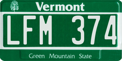 VT license plate LFM374