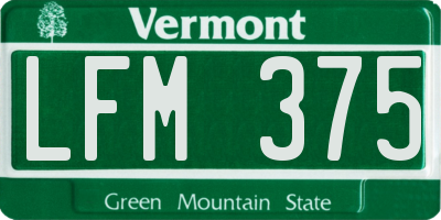 VT license plate LFM375