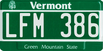 VT license plate LFM386