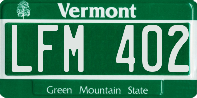 VT license plate LFM402