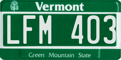 VT license plate LFM403