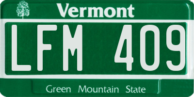 VT license plate LFM409